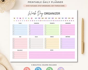 Work To Do List Printable, Daily Task Organizer and Work Schedule Planner, Goal Planning Sheet & PDF Download