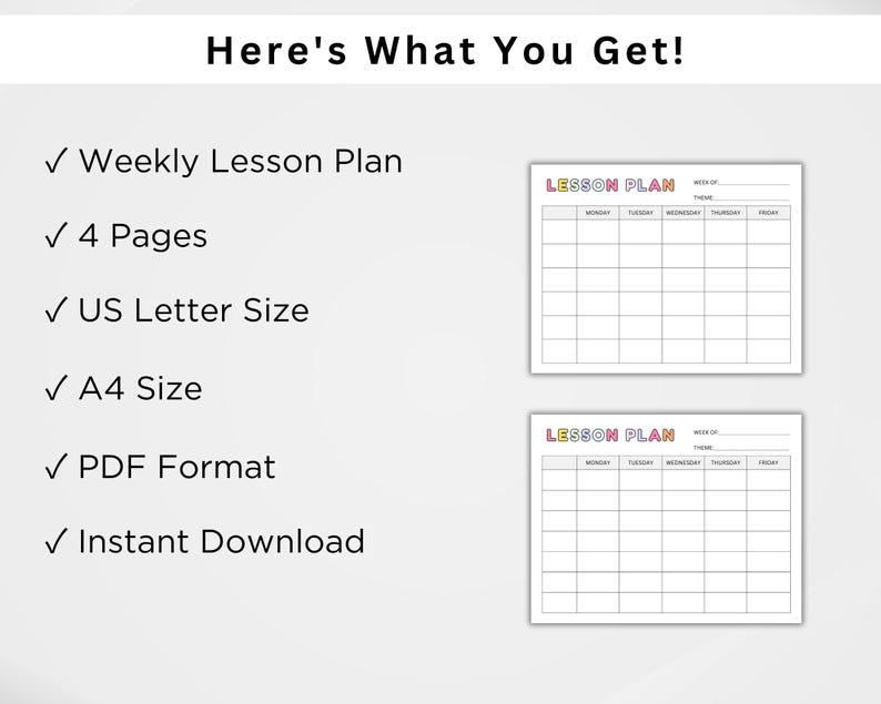 Printable Weekly Lesson Plan. Homeschool Teacher Planner. Daily Lesson ...