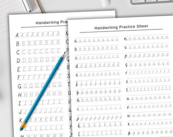 Hojas de práctica de escritura a mano (PDF imprimible), Hoja de práctica de escritura del alfabeto, Trazado de letras del abecedario, Mejora la escritura a mano, Hojas de trabajo de escritura a mano