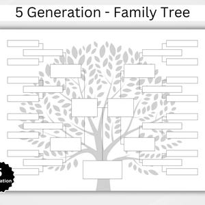 Family Tree Chart 5 Generations. Printable Family Tree Templates. Digital Pedigree Chart. Ancestral Chart. Genealogy Template. PDF Template