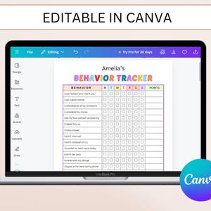 Behavior Reward Chart for Kids, Behavior Tracker for Kids, Children ...