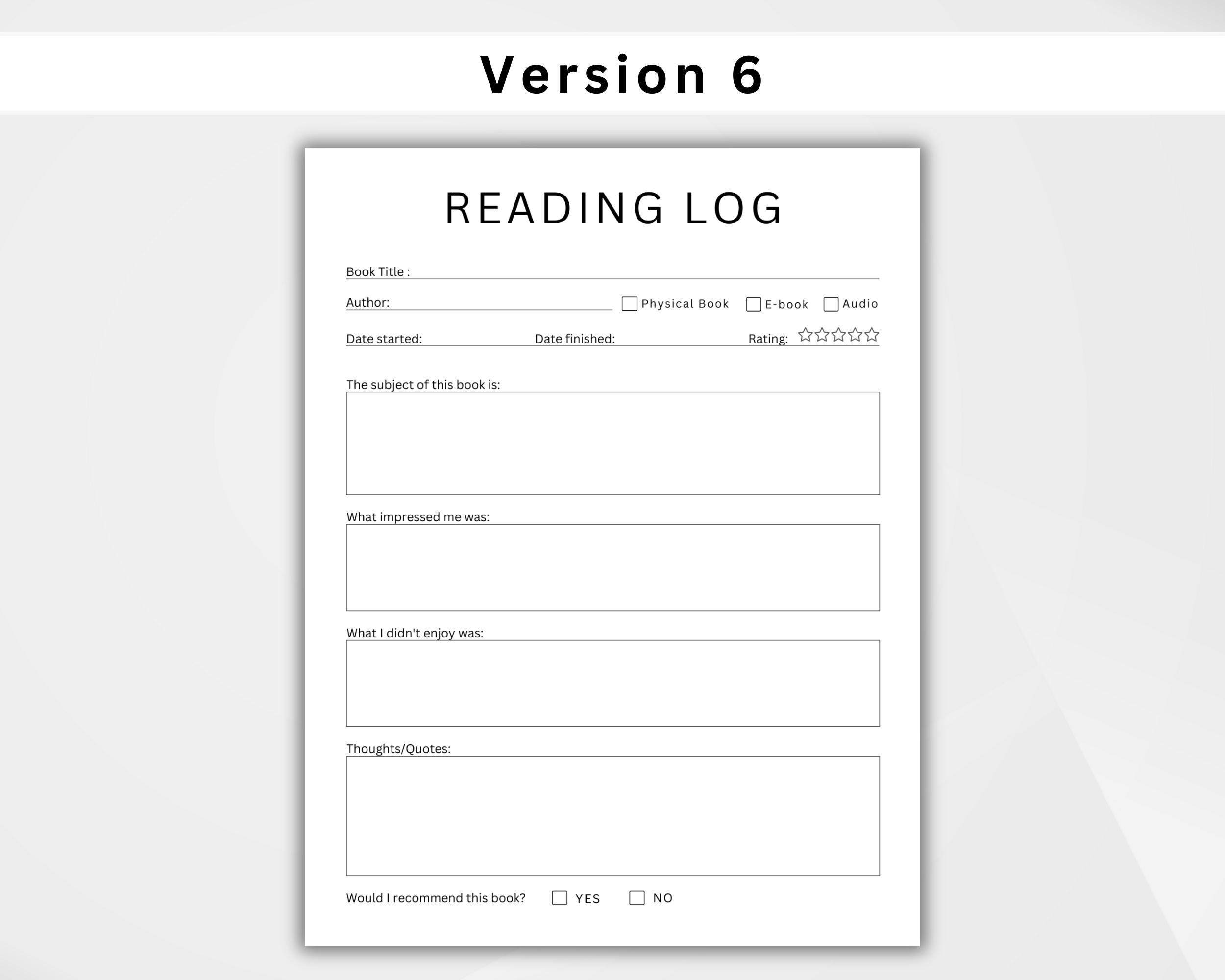 Book Log Reader Reading Log Printable, Book Tracker, Books to Read & Books I've Read ...