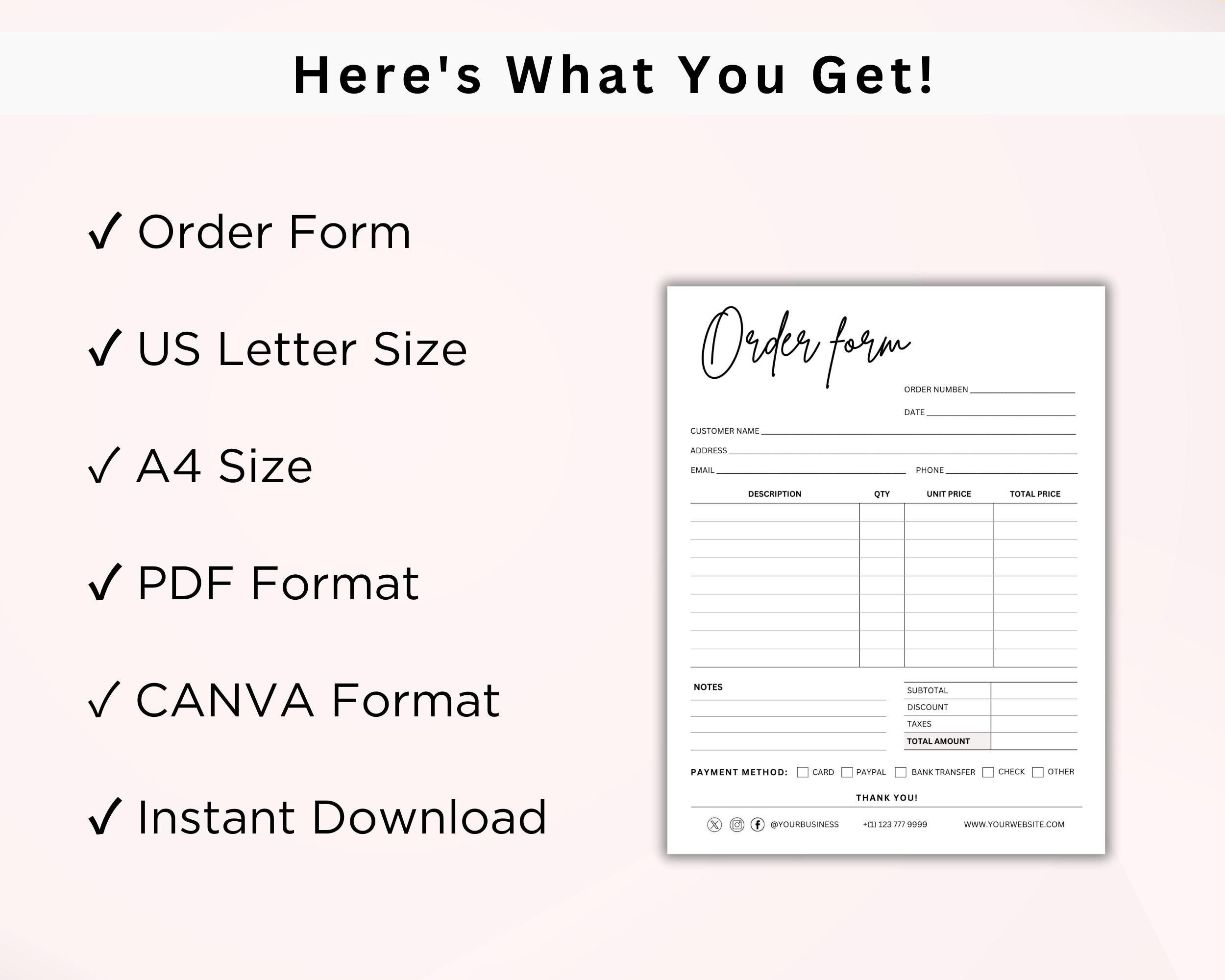 Order Form Editable, Crafters Order Form Template, Shop Craft Business ...