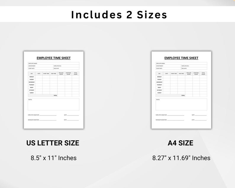 Employee Timesheet. Editable Timesheet. Printable Timesheet. Time Card ...