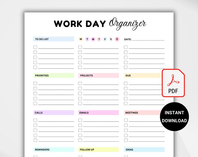 EDITABLE DAILY PLANNER | to Do List | Printable Productivity Day ...