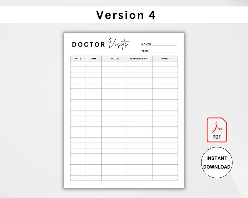 Doctor Visits Log, Printable Planner Inserts, Doctor Visit Tracker ...