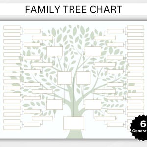 Printable Family Tree Template. Family Tree Chart. Family Reunion Gift. Pedigree Chart. Genealogy Chart. Ancestral Chart - 6 Generations