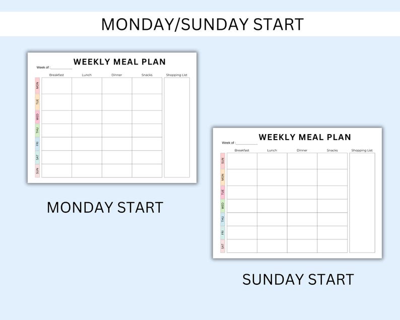 Meal Planner Printable PDF, Weekly Meal Planning Template, Digital Food ...