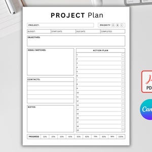 Printable Project Planner. Project Management. Tasks To Do List. Work Productivity. Project Organizer. Project Planner for Business PDF