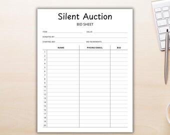 Editable Silent Auction Bid Sheet - Il 340x270.6442078050 4ptf