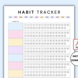 Simple Daily Habit Tracker Printable PDF, Everyday Habit Tracker Template, Motivation Planner, Routine Tracker, Instant Download