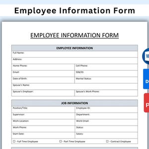 Employee Information Template. HR Templates. Employee Packet Forms. New Hire Paperwork. Employee Onboarding. Hiring Form. Editable WORD, PDF