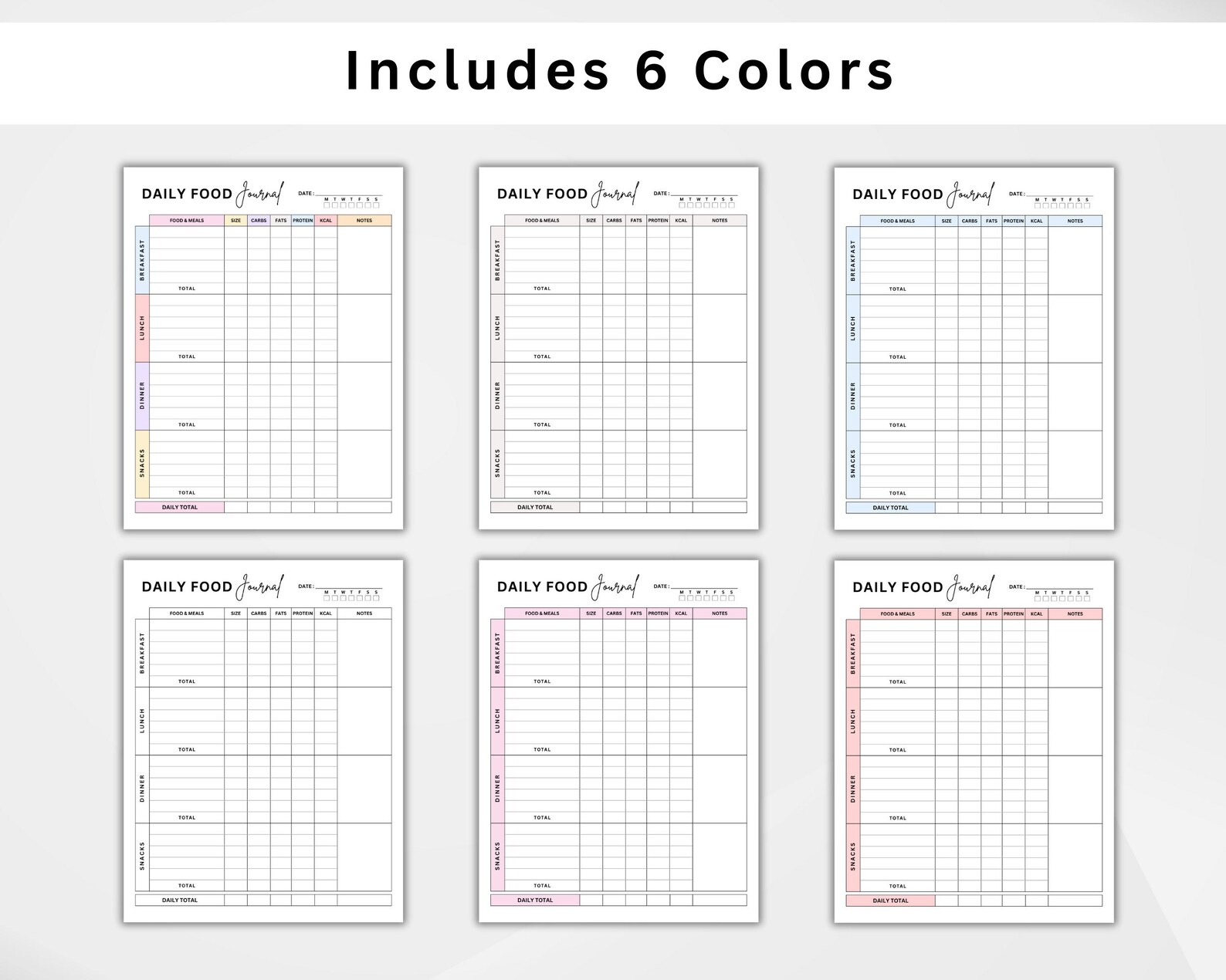 Daily Food Journal. Calorie Tracker. Daily Calorie Counting. Food Diary ...