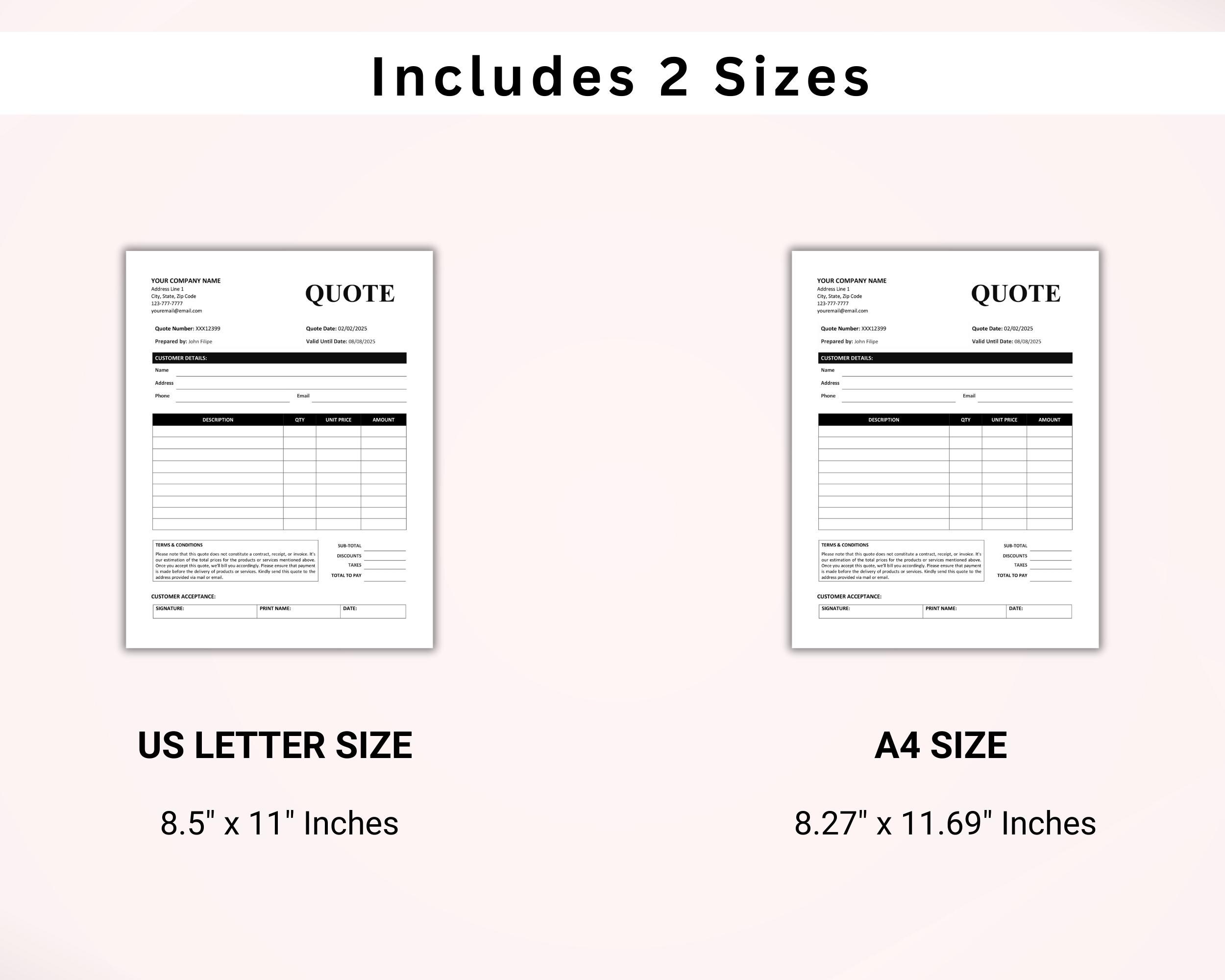 Printable Price Quote. Small Business Form. Price Quote Template ...