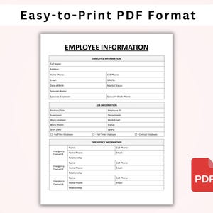 Informatieformulier voor werknemers. Nieuwe huurformulieren. HR-sjablonen. Formulieren voor werknemerspakketten. Onboarding van medewerkers. Aanwervingssjabloon. WORD/Google Documenten/PDF afbeelding 4