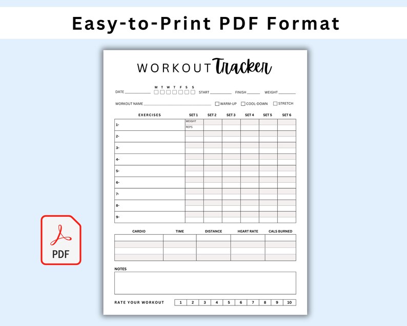 Workout Tracker. Exercise Tracker. Fitness Log. Daily Exercise Log ...
