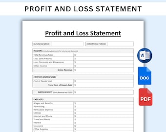 Profit and Loss Statement Template. Small Business Income & Expense Statement. Financial Statement. Profit Calculator. PDF/Word/Google Docs