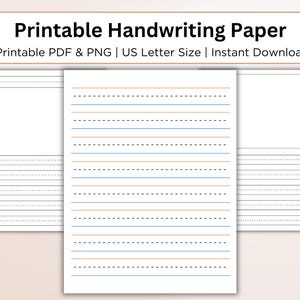 Handwriting Paper Printable, Handwriting Practice Paper, Lined Writing Practice Sheet, Kid Penmanship Worksheets, Kindergarten Writing Paper