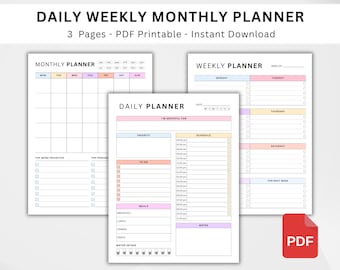 Daily Weekly Monthly Planner, 2026 ADHD Digital Planner, Goodnotes Planner, iPad Planner, Productivity, Self Care Planner, Printable PDF.