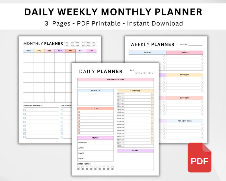 2026 Digital Planner PDF, Daily Weekly Monthly Planner, ADHD ...