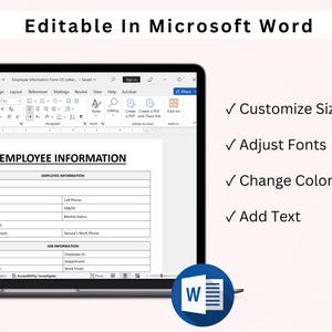 Informatieformulier voor werknemers. Nieuwe huurformulieren. HR-sjablonen. Formulieren voor werknemerspakketten. Onboarding van medewerkers. Aanwervingssjabloon. WORD/Google Documenten/PDF afbeelding 5