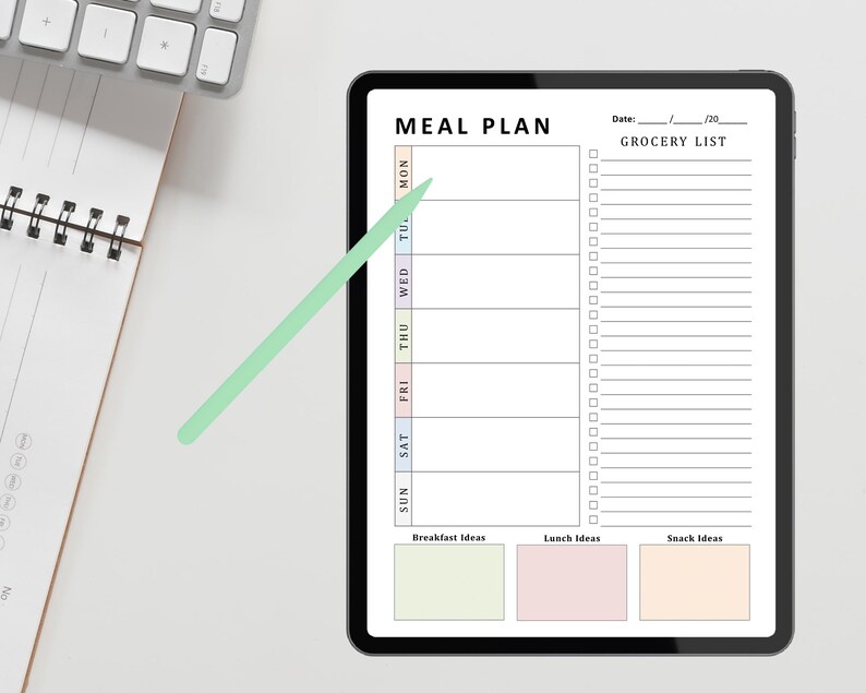 Meal Planner With Grocery List, 7 Day Menu Plan, Weekly Meal Prep ...