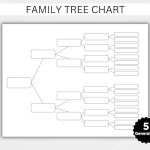 5 Generations - Family Tree Chart. Printable Family Tree Templates. Digital Pedigree Chart. Editable Ancestral Chart. Genealogy Template.