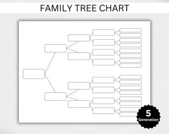 Family Tree Template 5 Generation PDF, Printable Genealogy Chart, Pedigree Chart, Family Reunion Gift