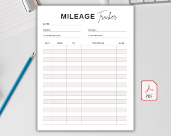 Mileage Log Printable. Mileage Tracker. Vehicle Miles Travelled Tracker. Car Mileage Printable. PDF. A4. Letter Letter. Instant Download