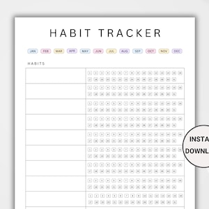 Monthly Habit Tracker Printable. Habit Tracker Template. Routine Tracker. 30 Day Habit Challenge. A4/Letter. Instant Download. PDF.