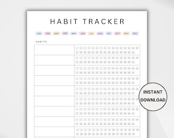 Monthly Habit Tracker Printable. Habit Tracker Template. Routine Tracker. 30 Day Habit Challenge. A4/Letter. Instant Download. PDF.