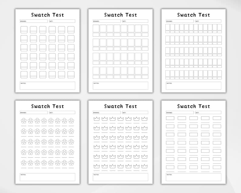 Color Swatch Test Color Swatch Charts, Swatch Test Template, Blank Color Test, Color ...