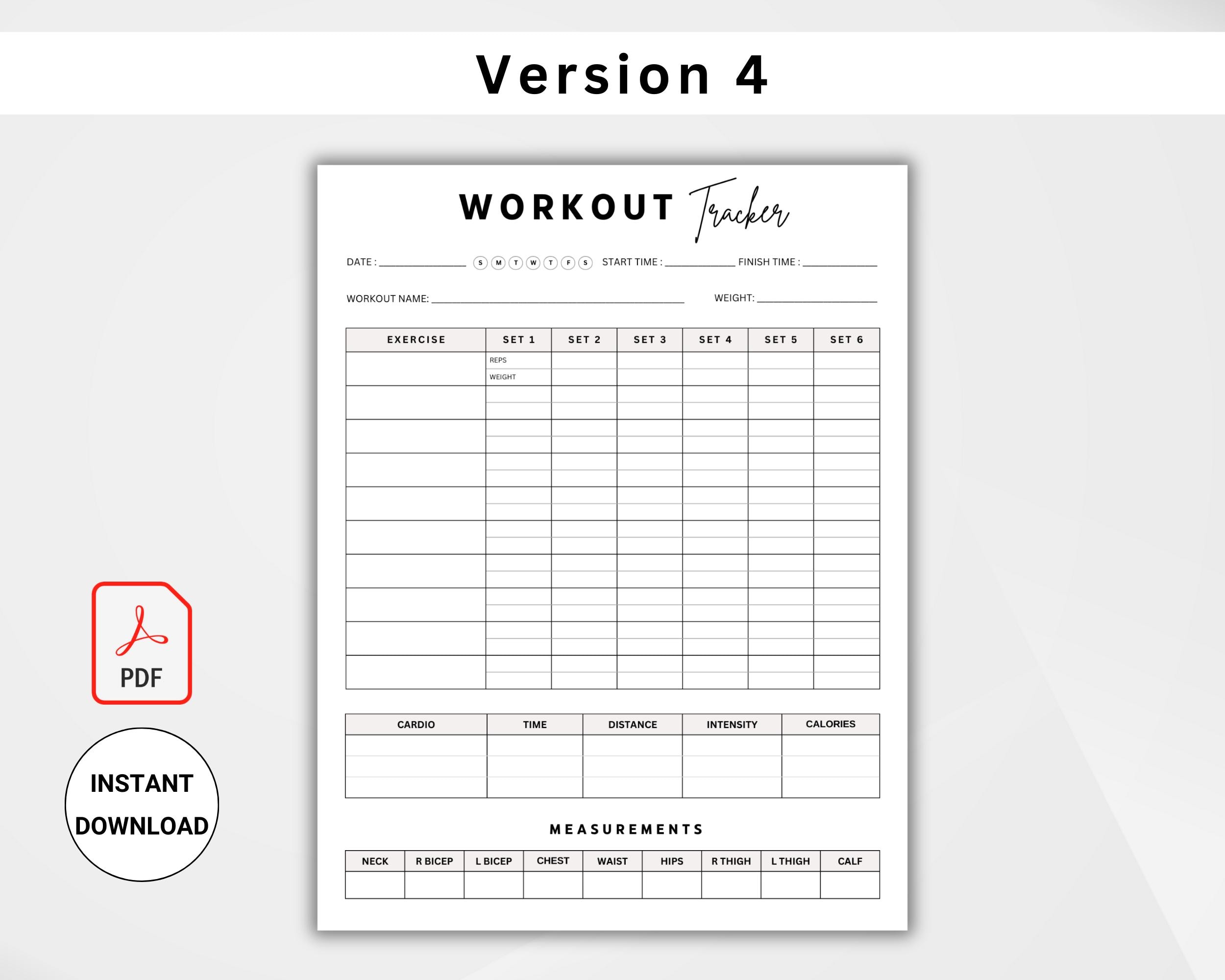 Workout Tracker Printable PDF, Exercise Tracker, Daily Fitness Log ...