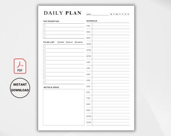 ADHD Daily Planner Printable, Hourly Planner, Organized Planner, ADHD Planner, Printable Planner, Downloadable Planner, Digital Planner PDF