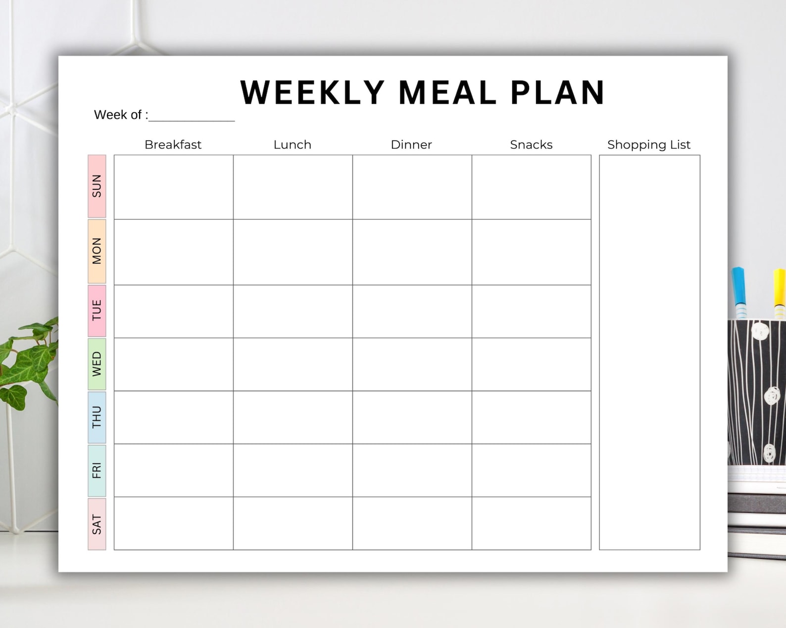 Meal Planner Printable PDF, Weekly Meal Planning Template, Digital Food ...