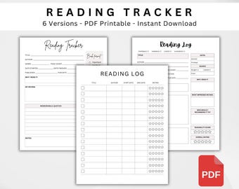 Registro di lettura stampabile / Tracciatore di lettura / Registro dei libri letti / Registro delle recensioni dei libri / Pianificatore di lettura / Elenco di lettura / Registro di lettura PDF