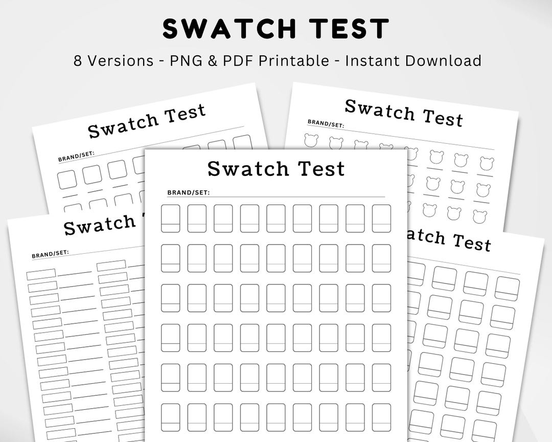 Swatch Test Printable Journal Page, Planner Page, Color & Colour Swatch ...