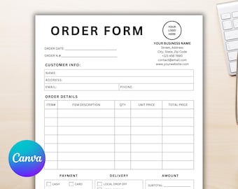 Order Form Editable, Crafters Order Form Template, Craft Business Forms, Small Business Forms, Instant Digital Download, CANVA, Printable