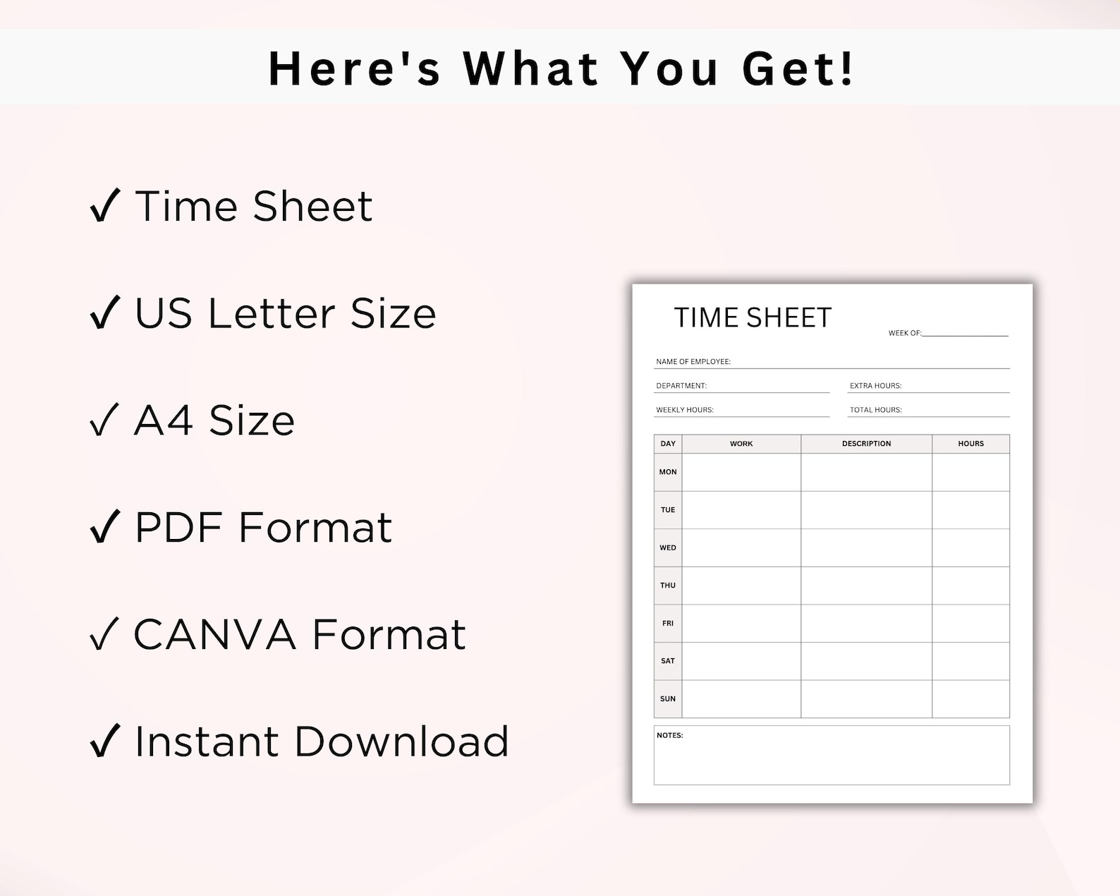 Weekly Employee Time Sheet Log Printable Word for Small Business ...