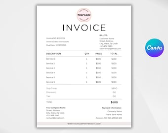 Editable Invoice Template for Small Business. Printable Billing & Receipt Form. Professional Invoice Template Download. Invoice. Canva.