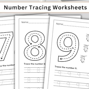 Number Tracing Worksheets. Printable Traceable Numbers. Preschool Number Tracing. Handwriting Practice. Kindergarten Learning Numbers.