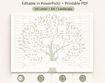 6 Generation Family Tree Template, Printable Pedigree and Genealogy Chart, Ancestry Family History Gift & PDF Download