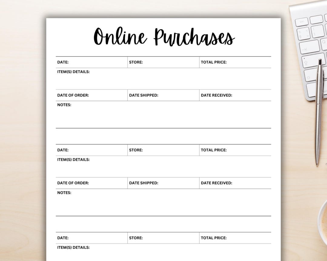 Purchase Tracker Form.pdf Online Purchases Tracker Printable, Order Tracker Template, Package ...