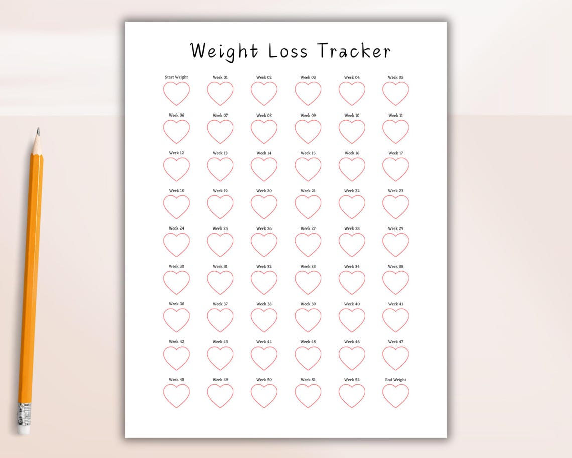 52 Week Weight Tracker Printable. Weight Loss Tracker. Weight Log ...