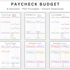 6 Paycheck Budget Planner Printable. Biweekly Budgeting. Simple Weekly Financial Planner. Paycheck Budget Tracker. Savings Expenses Debt PDF