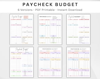 6 Paycheck Budget Planner Printable. Biweekly Budgeting. Simple Weekly Financial Planner. Paycheck Budget Tracker. Savings Expenses Debt PDF