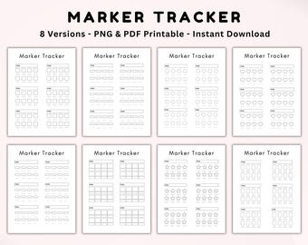 Druckbare Marker Tracker PDF PNG, Farbmuster Journal Seite, Marker Swatch Tracker, Farbmarkierungstabelle