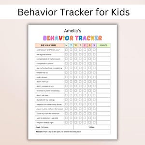 Editable Behavior Tracker for Kids. Kids Reward Chore Chart. Behavior and Chore Chart Behavior Chart for Kids At Home. PDF. CANVA Template