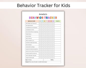Behavior Reward Chart for Kids, Behavior Tracker for Kids, Children Behavior Chart, Good Behavior Chart, Home, Classroom, Editable Printable