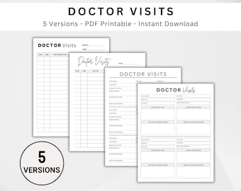 Doctor Visits Log Printable, Medical Appointment Tracker and Health Record Sheet, Doctor Visit Planner Inserts & PDF